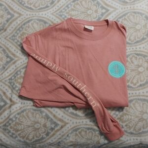 Simply Southern Long Sleeve Tee XL Peach/Pink Color